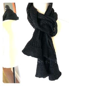Cozy black knit scarf